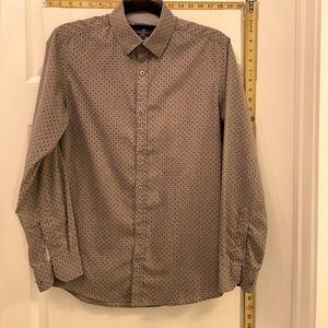 Steel & Jelly Gray/navy print Button Down Shirt Small
